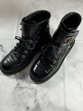 Load image into Gallery viewer, Chanel Black Quilted Leather Bravo Combat Boots