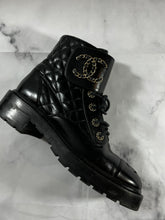 Load image into Gallery viewer, Chanel Black Quilted Leather Bravo Combat Boots