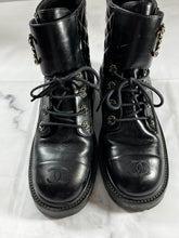Load image into Gallery viewer, Chanel Black Quilted Leather Bravo Combat Boots