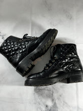 Load image into Gallery viewer, Chanel Black Quilted Leather Bravo Combat Boots