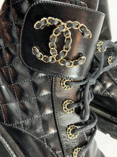Load image into Gallery viewer, Chanel Black Quilted Leather Bravo Combat Boots