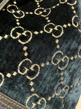 Load image into Gallery viewer, Gucci Teal GG Velvet Drawstring Hobo Crossbody Bag