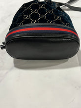 Load image into Gallery viewer, Gucci Teal GG Velvet Drawstring Hobo Crossbody Bag