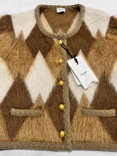 Load image into Gallery viewer, Celine Mohair Colorblock Cardigan Sweater Size L