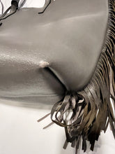 Load image into Gallery viewer, Saint Laurent YSL Charcoal Fringe Tote Bag