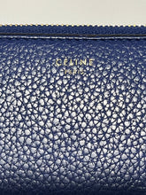 Load image into Gallery viewer, Celine Blue Pebbled Leather Zip Around Wallet