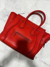 Load image into Gallery viewer, Celine Red Mini Luggage Leather Top Handle Handbag