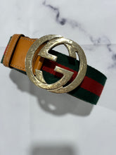 Load image into Gallery viewer, Gucci Web Fabric Leather Lined Belt