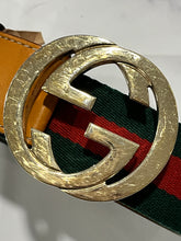 Load image into Gallery viewer, Gucci Web Fabric Leather Lined Belt