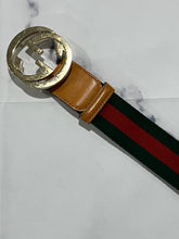 Load image into Gallery viewer, Gucci Web Fabric Leather Lined Belt