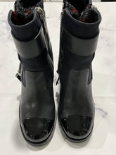 Load image into Gallery viewer, Chanel Black Navy Tweed Zip Boots