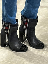 Load image into Gallery viewer, Chanel Black Navy Tweed Zip Boots
