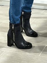 Load image into Gallery viewer, Chanel Black Navy Tweed Zip Boots