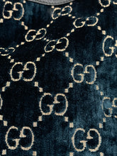 Load image into Gallery viewer, Gucci Teal GG Velvet Drawstring Hobo Crossbody Bag
