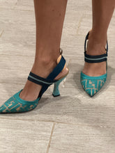 Load image into Gallery viewer, Fendi Colibri Turquoise Blue Mesh Heels