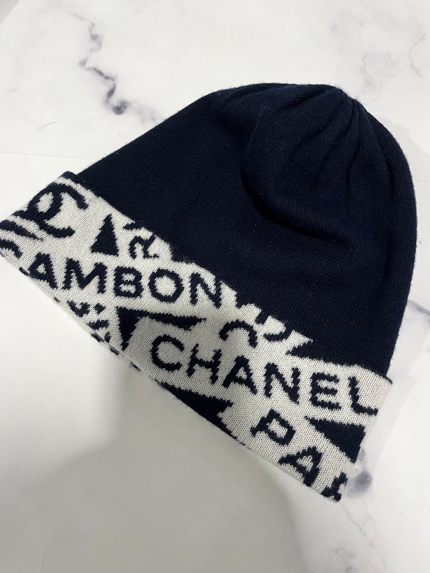 Chanel Cashmere Navy Ecru  Hat