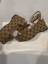 Load image into Gallery viewer, Gucci GG Monogram Lady Horsebit Platform Sandals