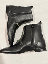 Load image into Gallery viewer, Christian Louboutin Black Flat Chain Ankle Booties