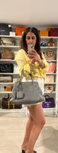 Load image into Gallery viewer, Prada Duel Strap Gray Pebbled Leather Tote Crossbody