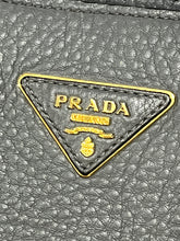 Load image into Gallery viewer, Prada Duel Strap Gray Pebbled Leather Tote Crossbody