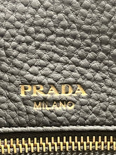 Load image into Gallery viewer, Prada Duel Strap Gray Pebbled Leather Tote Crossbody