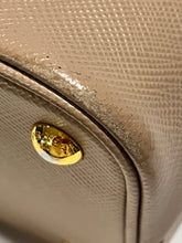Load image into Gallery viewer, Prada Duel Strap Beige/Gray Saffiano Cuir Double Handle Tote