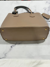 Load image into Gallery viewer, Prada Duel Strap Beige/Gray Saffiano Cuir Double Handle Tote