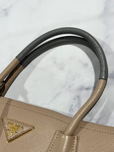 Load image into Gallery viewer, Prada Duel Strap Beige/Gray Saffiano Cuir Double Handle Tote