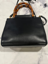 Load image into Gallery viewer, Gucci Black Double Bamboo Top Handle Tote Crossbody