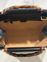 Load image into Gallery viewer, Gucci Black Double Bamboo Top Handle Tote Crossbody