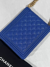 Load image into Gallery viewer, Chanel Boy North South Rectangle Cobalt Blue Caviar Crossbody Bag