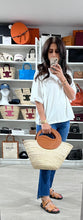 Load image into Gallery viewer, Christian Louboutin Biloumoon Medium Leather-Trimmed Raffia Tote