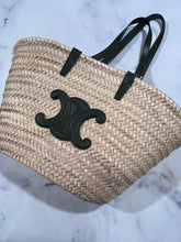 Load image into Gallery viewer, Celine Leather-Trimmed Palm Leaves Khaki Medium Tote