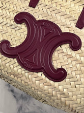 Load image into Gallery viewer, Celine Small Leather-Trimmed Palm Leaves Crimson Tote