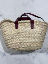 Load image into Gallery viewer, Celine Small Leather-Trimmed Palm Leaves Crimson Tote