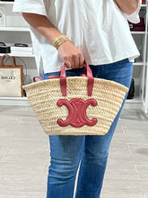 Load image into Gallery viewer, Celine Small Leather-Trimmed Palm Leaves Lipstick Tote