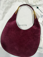 Load image into Gallery viewer, Savette Florence Plum Suede Shoulder Bag GHW