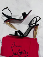 Load image into Gallery viewer, Christian Louboutin Black Lipqueen Patent 100 Sandal