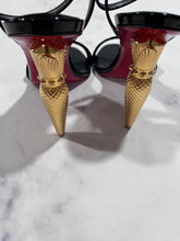 Load image into Gallery viewer, Christian Louboutin Black Lipqueen Patent 100 Sandal