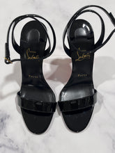Load image into Gallery viewer, Christian Louboutin Black Lipqueen Patent 100 Sandal