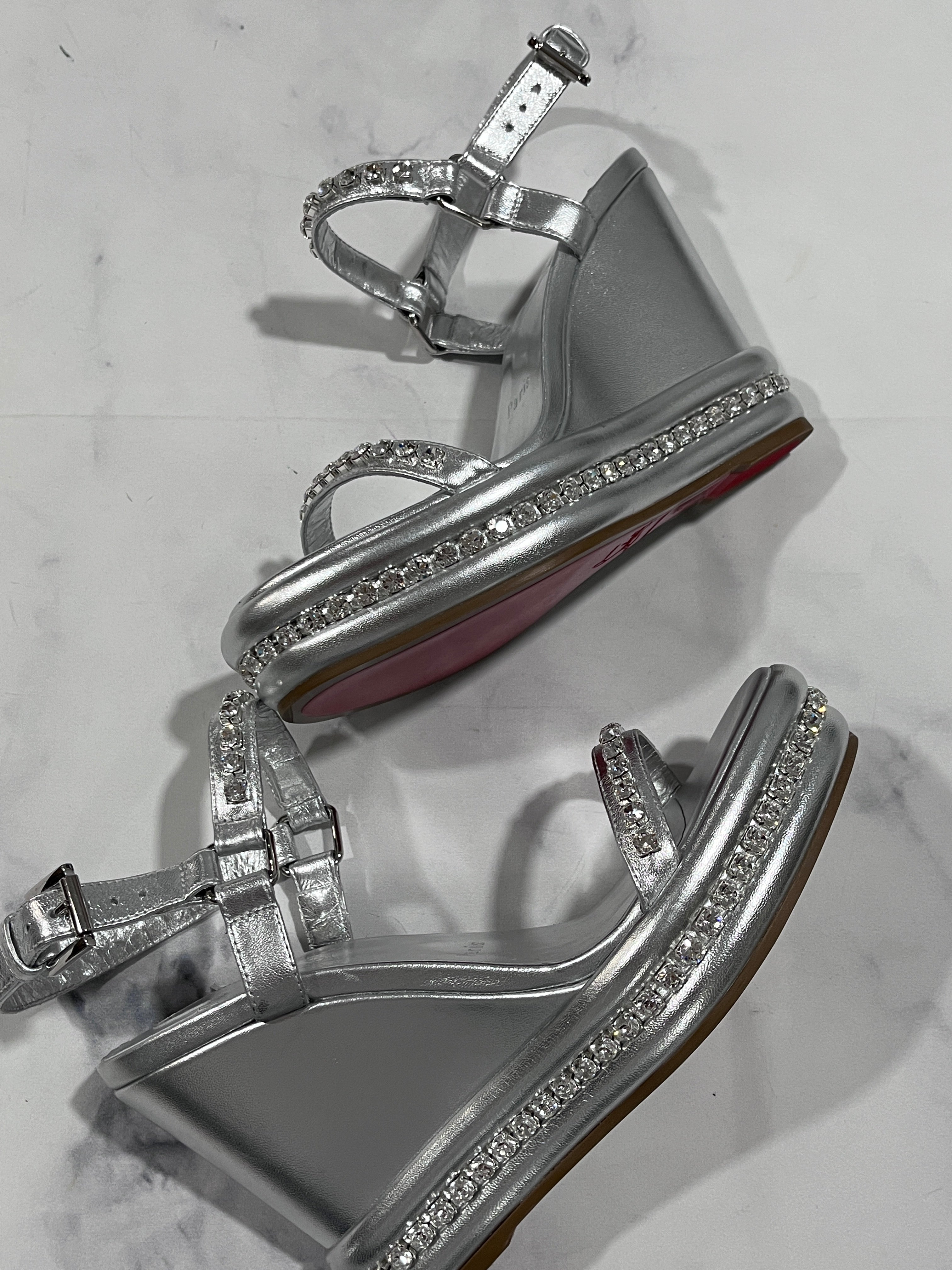 Christian Louboutin Silver Pyrastrass Metallic Wedge Sandal  display picture 1