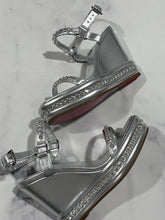 Load image into Gallery viewer, Christian Louboutin Silver Pyrastrass Metallic Wedge Sandal