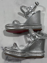 Load image into Gallery viewer, Christian Louboutin Silver Pyrastrass Metallic Wedge Sandal