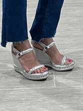 Load image into Gallery viewer, Christian Louboutin Silver Pyrastrass Metallic Wedge Sandal