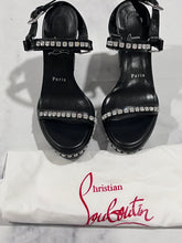 Load image into Gallery viewer, Christian Louboutin Black Pyrastrass Wedge Sandal