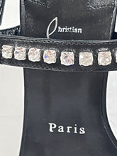 Load image into Gallery viewer, Christian Louboutin Black Pyrastrass Wedge Sandal