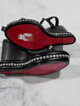 Load image into Gallery viewer, Christian Louboutin Black Pyrastrass Wedge Sandal