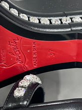 Load image into Gallery viewer, Christian Louboutin Black Pyrastrass Wedge Sandal