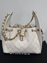 Load image into Gallery viewer, Chanel 25 White Caviar Small Shoulder Bag