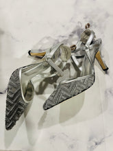 Load image into Gallery viewer, Fendi Colbri FF Mesh Silver Slingback Sandals